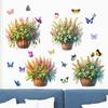 Flower Basket Butterfly Rose Peony Decals Self-adhesive Waterproof Wall Sticker