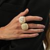 Ingemark 2 Stuks/Set Retro Onregelmatige Holle Textuur Metalen Ring Dames Trendy Punk Open Verstelbare Ring Esthetische Nieuwe Sieraden Cadeau
