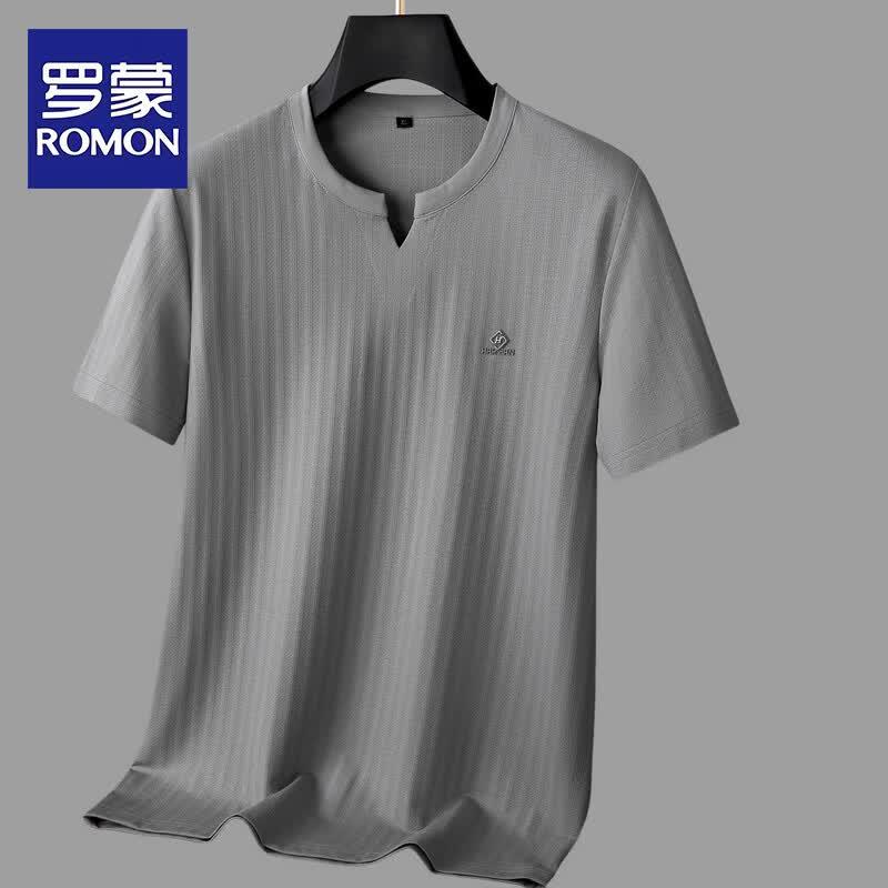 ROMON Men s Plus Size Casual V-Neck Polo T-Shirt 2XL