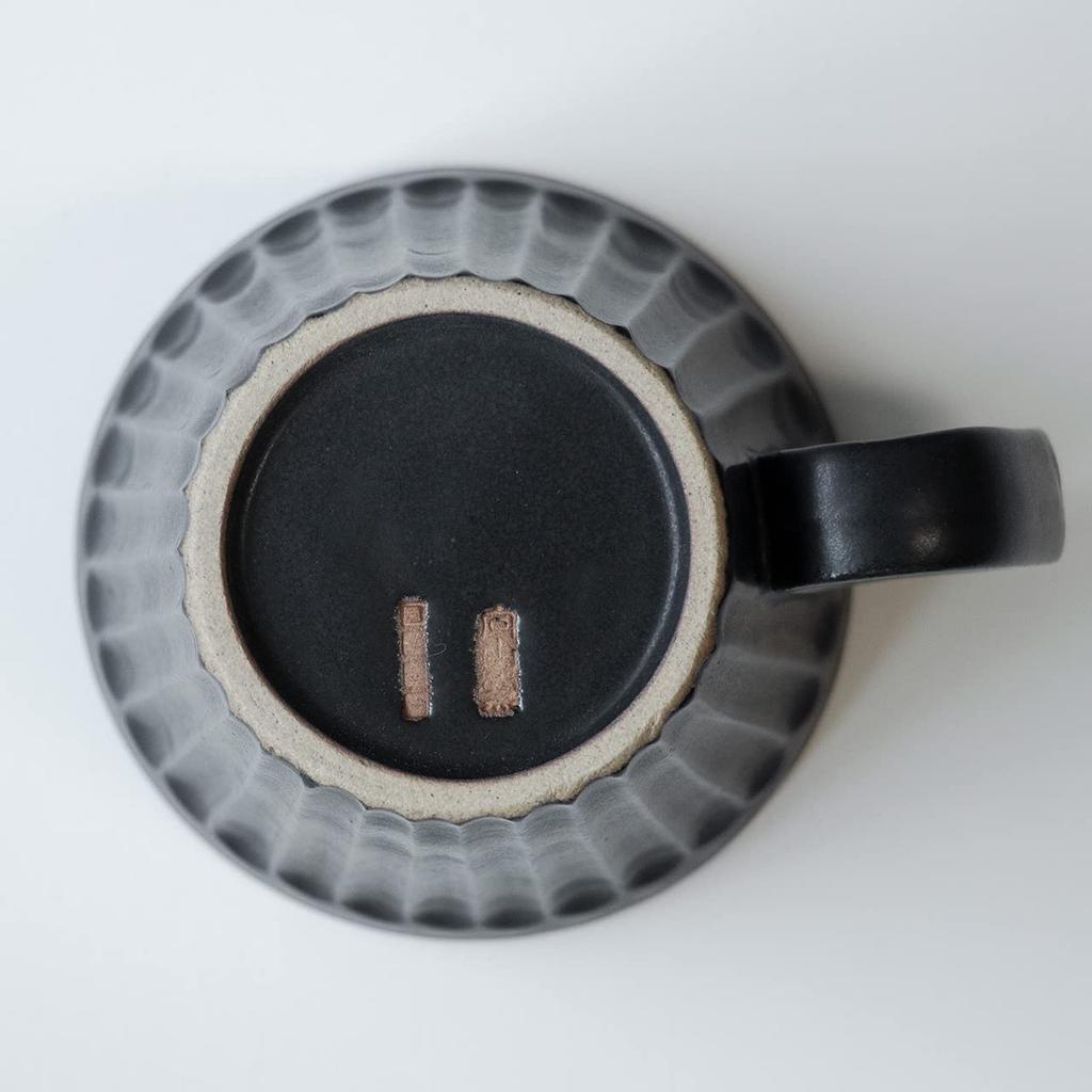 Wired Beans Kasama Ware Shinogi Black for a Lifetime Companion Mug, 240ml, Matte,