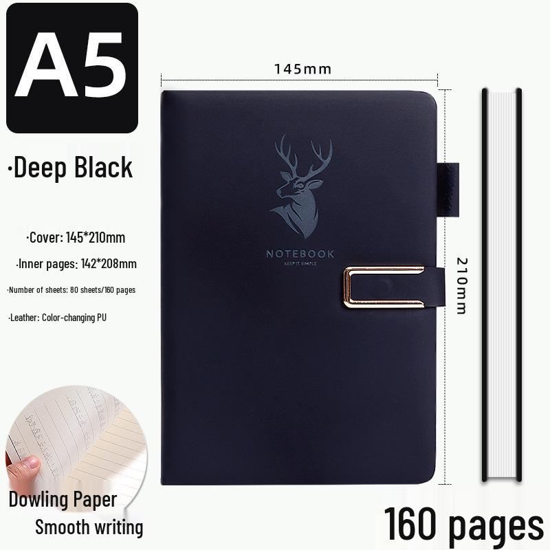 A5 Business Office Notebook with Thickened Pages and Simple Buckle, Ideal for Meetings, Record Keeping, Custom Logo Printable