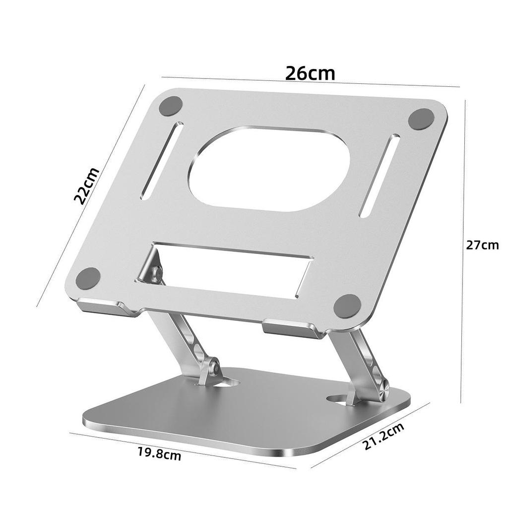Adjustable Aluminum Alloy Laptop Stand with Cooling Riser and Rotating Feature