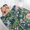 Bamboo, Birds And Blossom - Dark Teal Throw Blanket Stylish Couch Blanket For Home Living Room