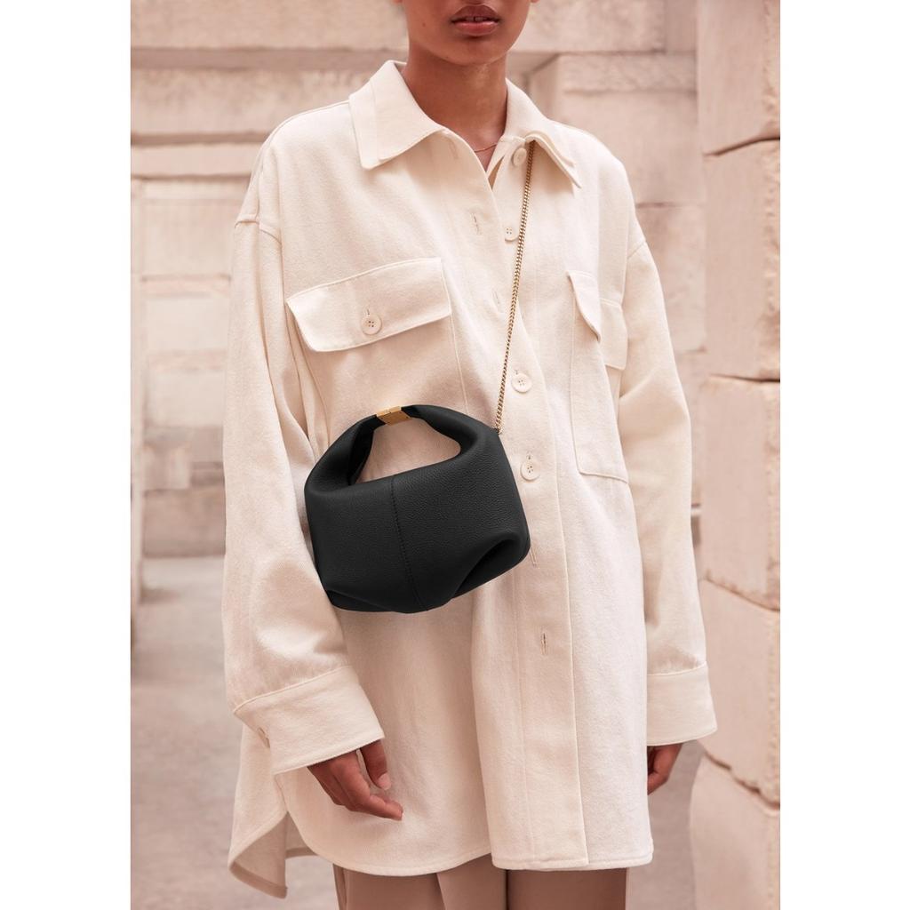 French Poleneparis Niche Cowhide Shoulder Messenger Women's Bag Number11 Dumpling Bento Bag Leather Bag