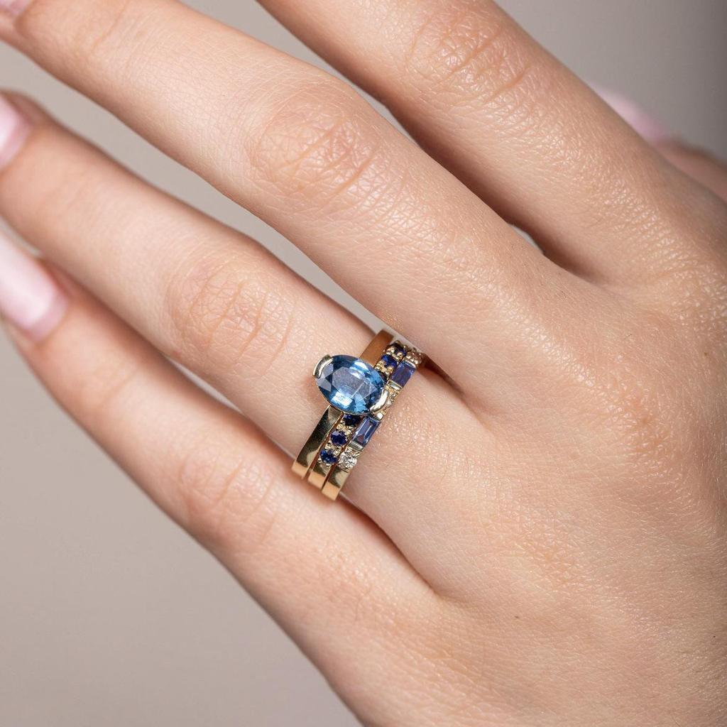 Sanjie Women's European & American Fashion Topaz Ring Set