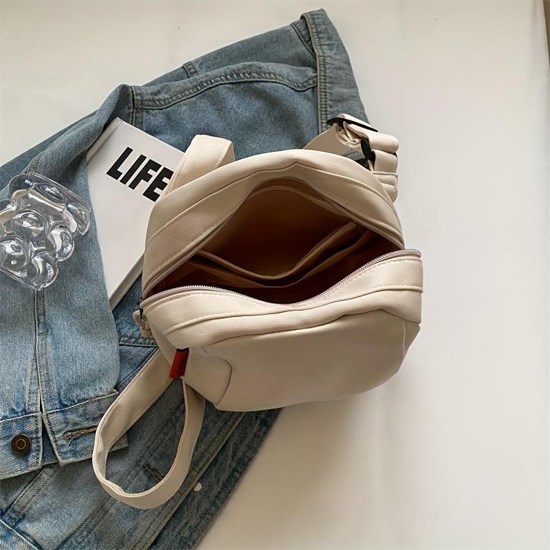 [Stylish Crossbody Bag] Stylish Nylon Women's Crossbody Bag - Solid Color, Casual Urban Design, Front Zipper Pocket