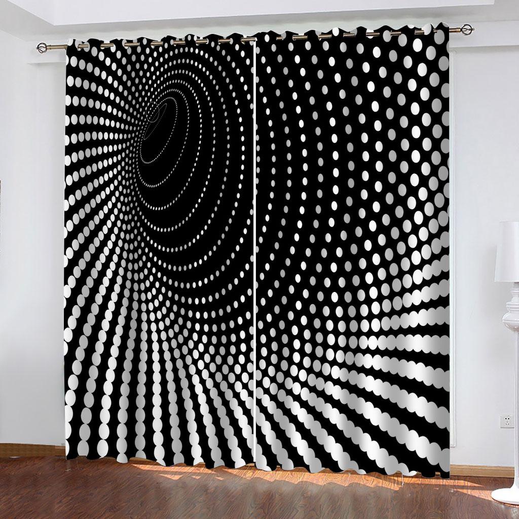Curtains For Hall Or Living Room 3D Creative Black And White Art Window Curtains Kids Bedroom Decor Curtain Home Decor 2 Panels