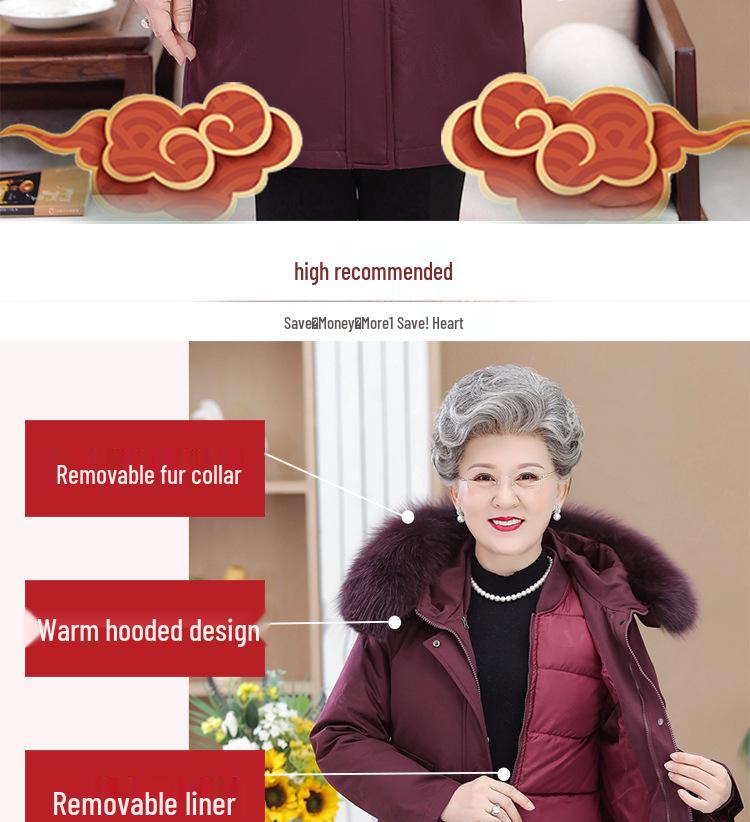 New Women's Mid-Length Down Jacket with Removable Liner: Stylish, Over-the-Knee Winter Coat for Middle-Aged and Elderly