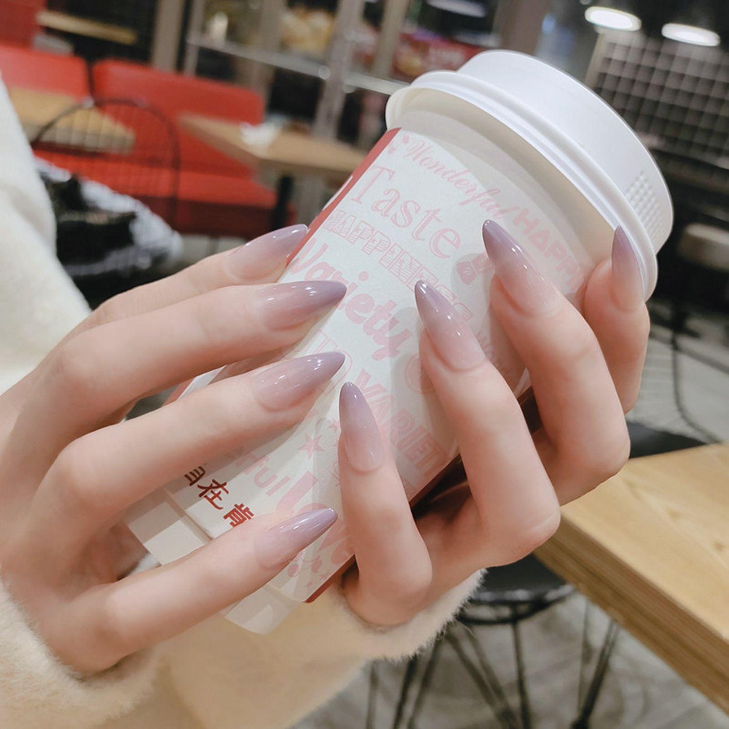 

24 шт./коробка Градиентные Искусственные Накладные Ногти Полного Покрытия Носимые Накладные Кончики Стилет Накладные Ногти 10