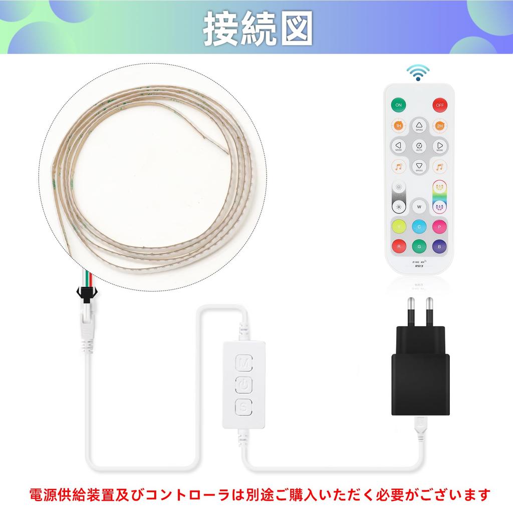 WS2811 RGB COB LED Strip Light, DC5V, 1m, 3mm Width, Ultra-thin, Programmable
