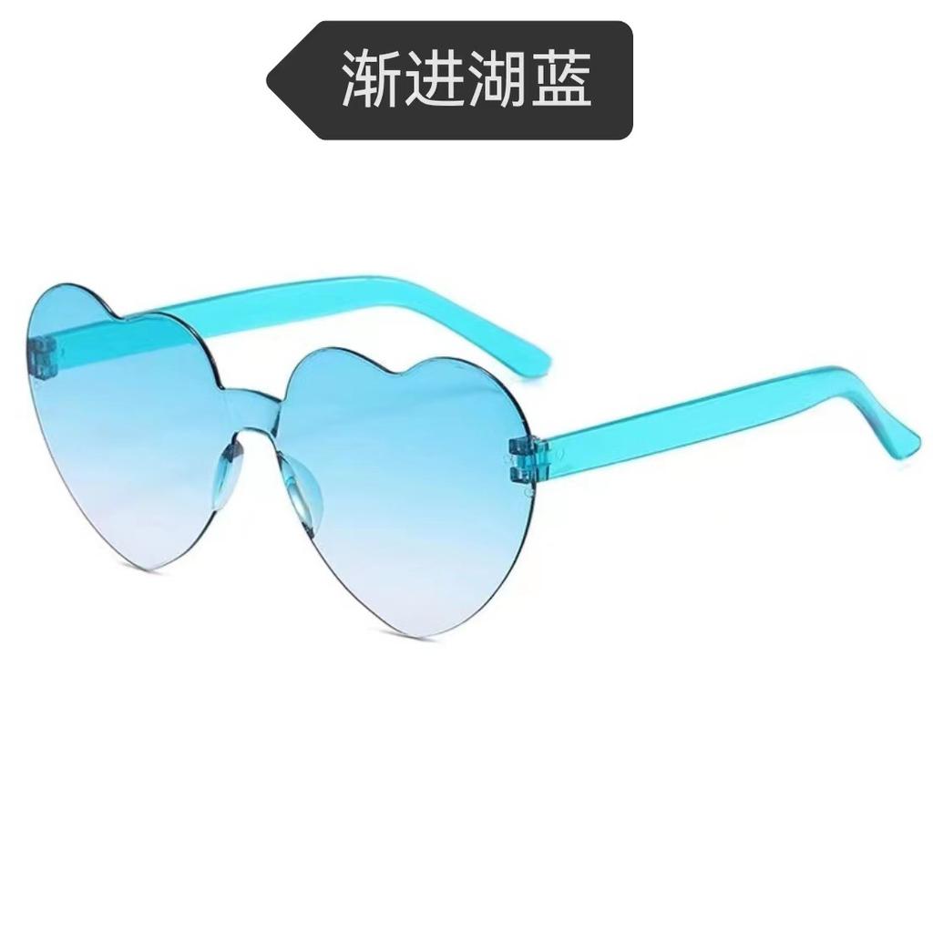 Peach Heart Sunglasses Love Glasses Trend Frameless One-Piece Marine Film Dazzling Color Sunglasses