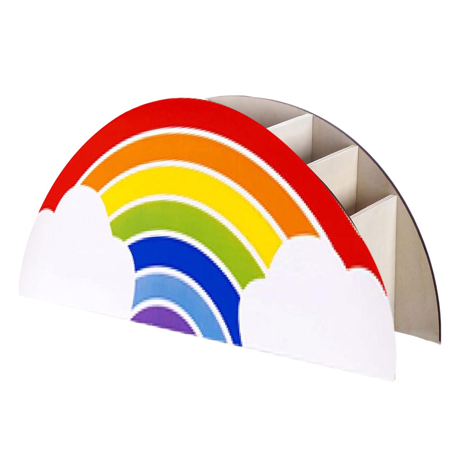 

Радужный Подставка для карандашей Деревянная Подставка для ручек 5 секций Органайзеры для ручек для стола Коробка для хранения кистей для макияжа для спальни офисного стола H