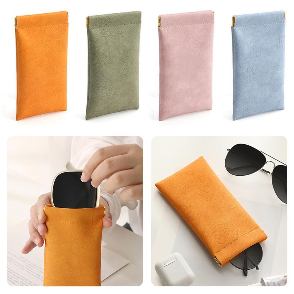 1/4pcs Glasses Home Storage Glasses Bag Cortex Texture Glasses Storage Shrapnel Mouth Automatic Closed Glasses Case Storage Bags