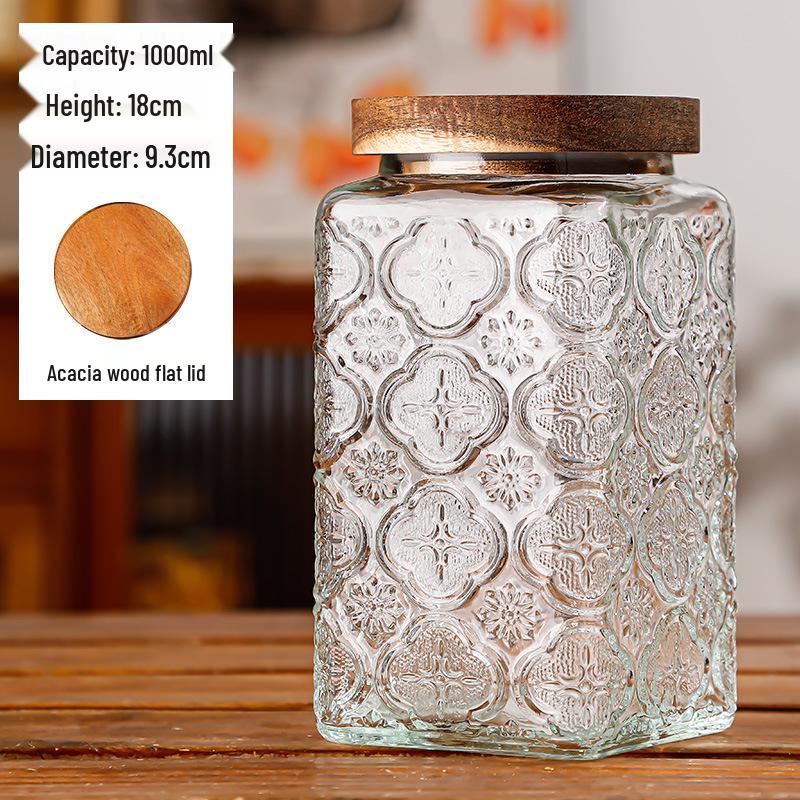 Begonia Sealed Glass Storage Jar for Coffee, Tea, Sugar, and Grains