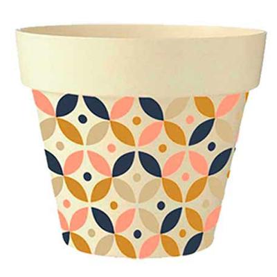 [Q6391] - Cache-pot bambou 'Boho' rose marron marine beige -  17x18 cm
