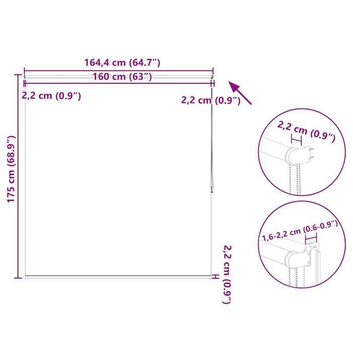 VidaXL Store Enrouleur Occultant 160x175 cm Bleu Fenêtre Chambre à Coucher 240141