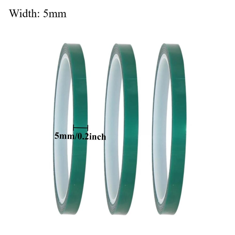 3 Rolls Green PET Film Tape Multiple Widths Heat-Resistant Masking Shielding PCB Solder Plating Insulation Protection Tape
