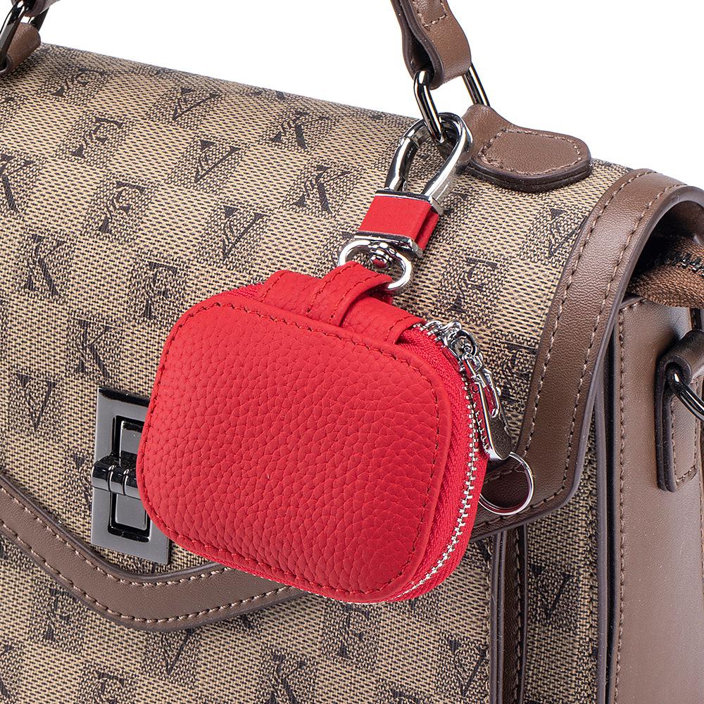 Genuine Leather Compact Key Wallets Waist Hanging Key Bag Bluetooth Earphone Protective Cover Keychain Waist Packs