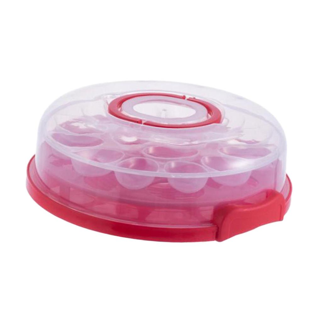 Cake Carrier with Lid Portable Pie Cupcakes for Party Cupcake Picnic Red