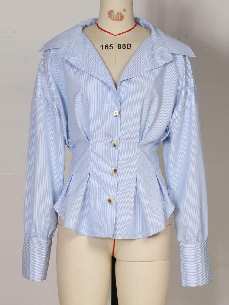 Trendy Women's European & American Striped Long-Sleeve Shirt - Niche Spring/Autumn Design