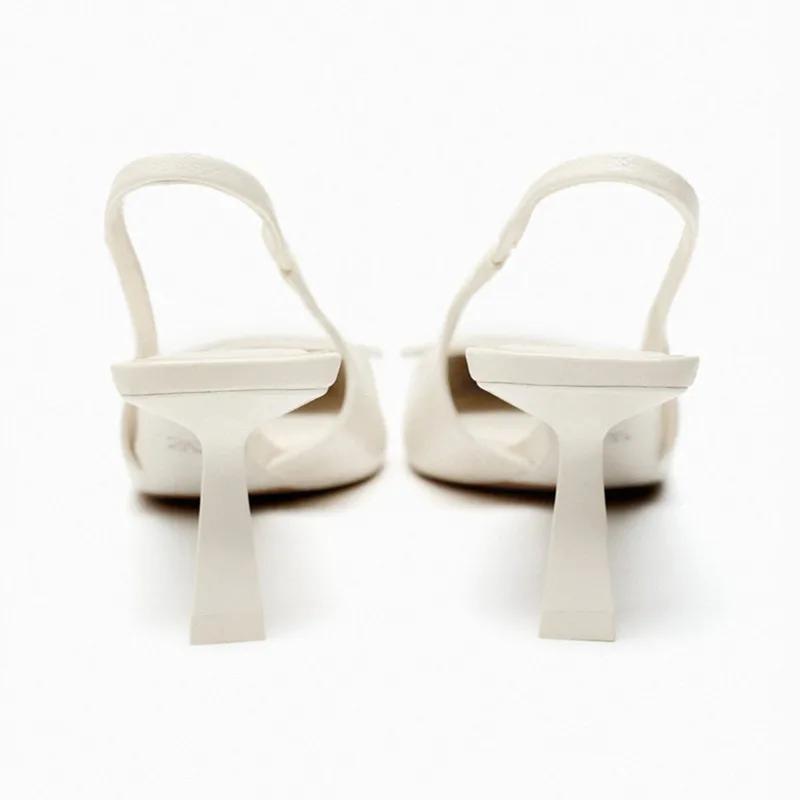 Fashion Luxury Designer Slingback Mules Heels Women Sexy Pointed Toe Patent Leather Thin Heeled Sandals Comfortable Elegant Office Shoes