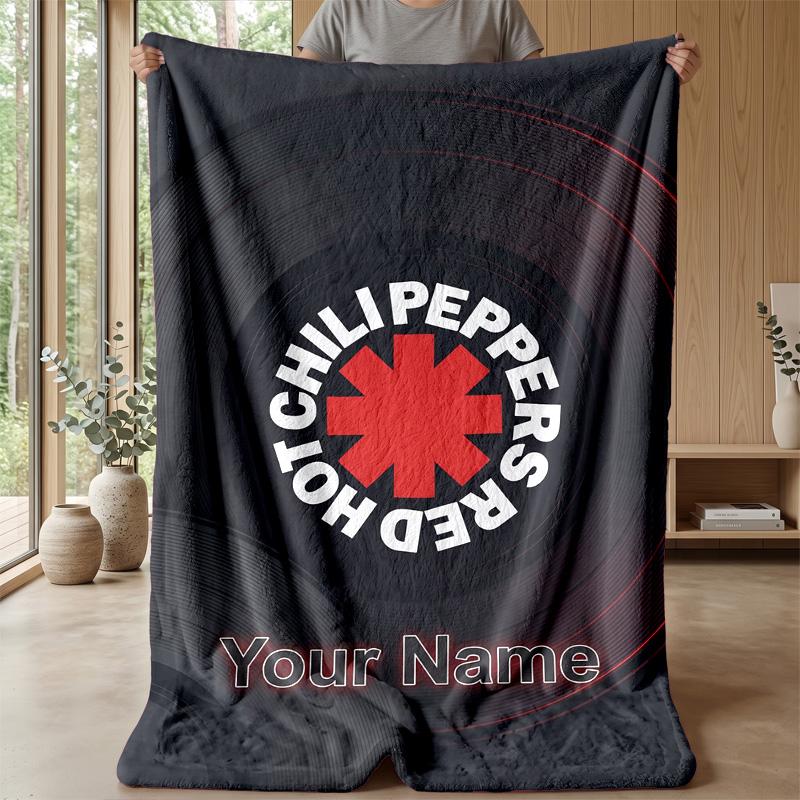 Red Hot Chili Peppers Custom Flannel Throw Blanket Print Your Name Text Soft Warm Blanket Holiday Present