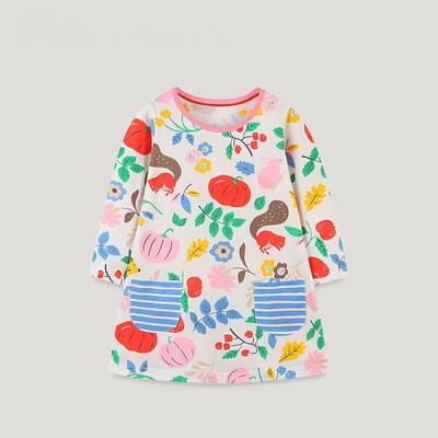 2-7Y Kinder Kleidung Mädchen Langarm Kleid Gestrickte Baumwolle Frühling Herbst Cartoon Rundhals Mädchen Prinzessin Kleider