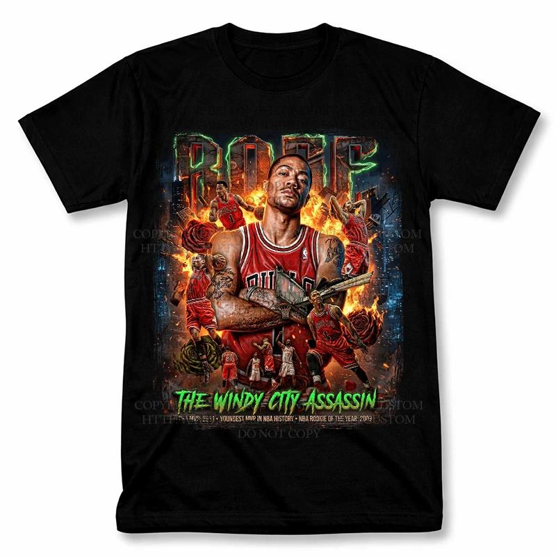 Derrick Rose Chicago Bulls Graphic T shirt Vintage Style Basketball Tee S