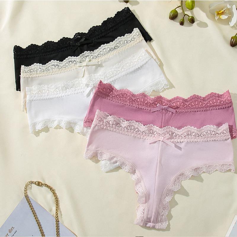 Sexy Lace Mid Waist Panties Comfortable High Stretch Triangle Women’s Panties