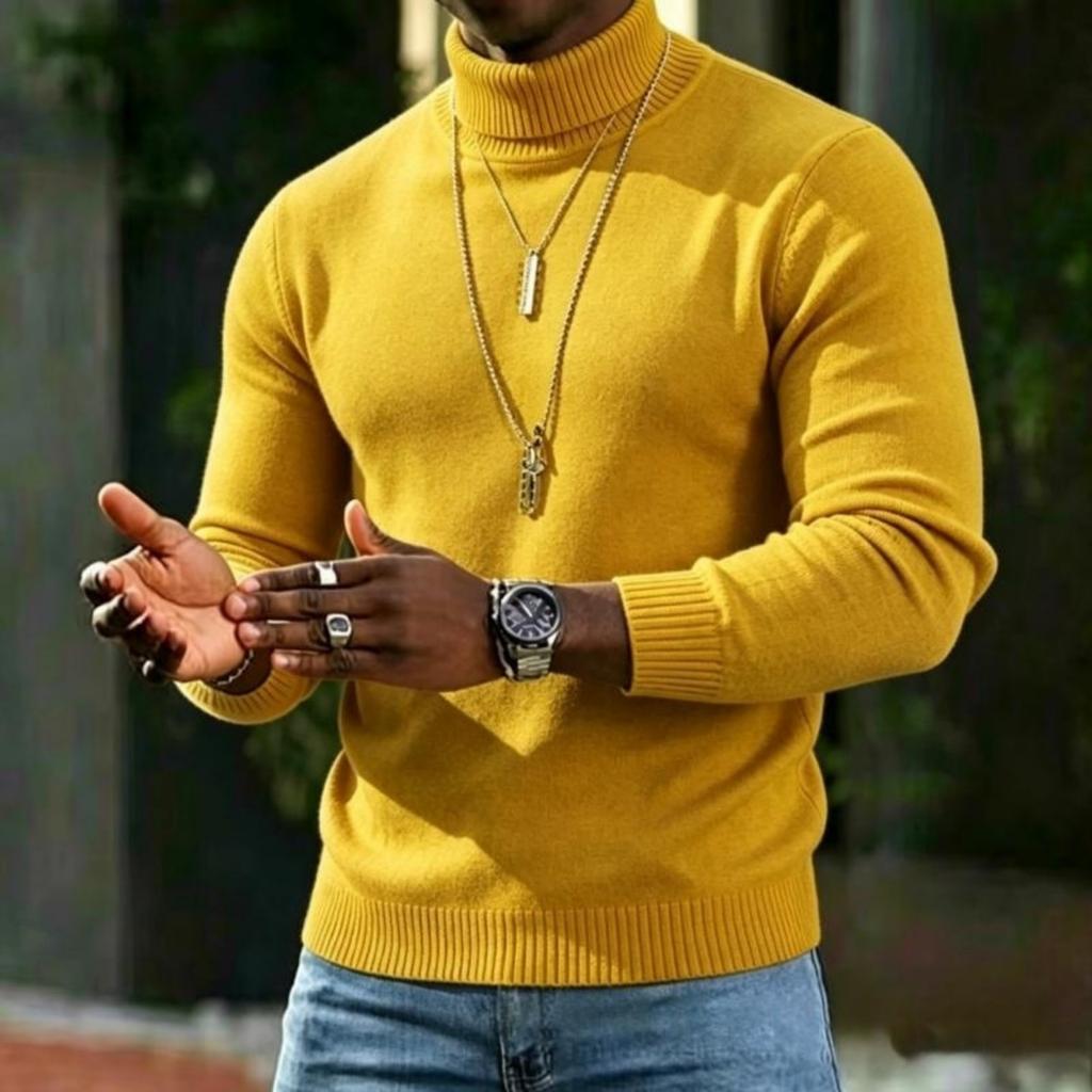 Men's Color Turtleneck Sweater for Casual Everyday Wear