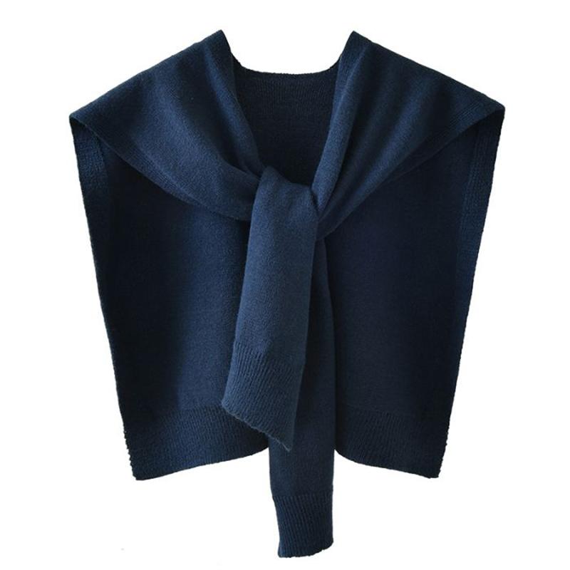 

Knitted Small Shawl Scarf Korean Women S Outer Wear Fashionable And Stylish one size темно-синього кольору