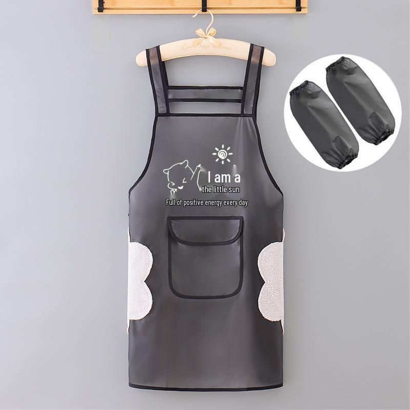 Waterproof Oil-Proof TPU Sleeveless Kitchen Apron with Multi-Pocket Storage, Simple and Stylish Design, Customizable.