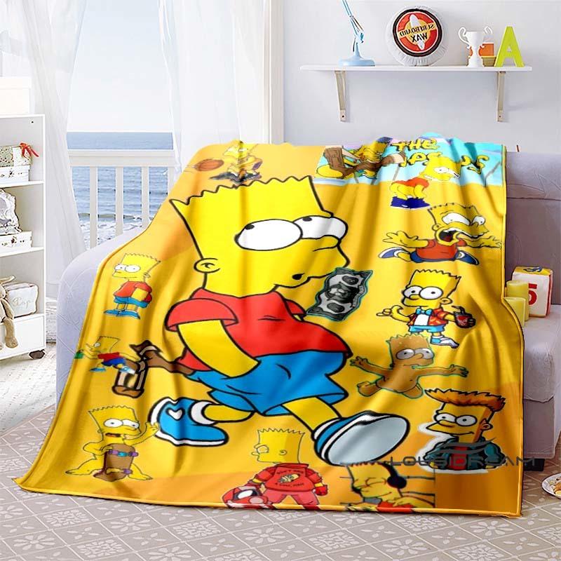 Kawaii Donut Pattern Blanket, The Simpsons Travel Flannel Blanket, Warm Blanket for Sofa Beds, Holiday Gift.