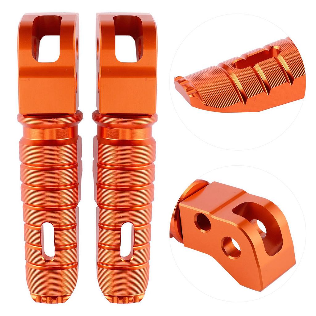 1 Pair Aluminum Alloy Rear Foot Peg Motorcycle Modification Accessory Fit for 125 250 300 RC200 390 2014+(Orange )