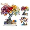 Love Heart Tree Ornament Colorful Acrylic 2D Flat Decoration Valentine's Day Decor Tabletop Butterfly Tree for Home Mantel End Table Desk Decor