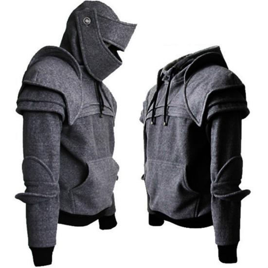 Felpa con Cappuccio e Tasca Frontale Monocolore Stile Medievale Copricapo con Cappuccio Uomo