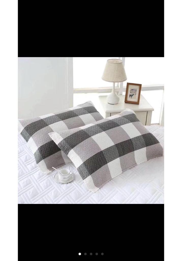 Three-Layer Washed Cotton Plaid Gauze Pillowcase - Soft, Breathable, Sweat-Absorbing Japanese Style