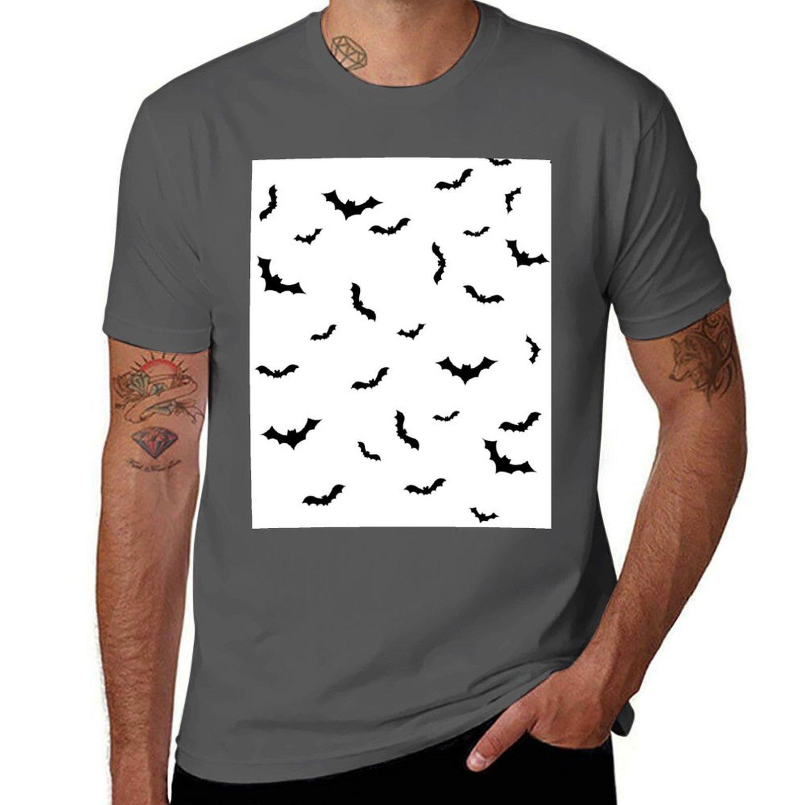 

man T-Shirt shirts high luxury men 100% Bats! shirt cotton t quality (Black on t White) brand 4XL