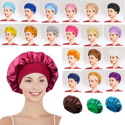 Wide Edge Elasticity Women Bonnet Satin Sleeping Hat Hair Night Sleep Cap Head Cover Bonnets Shower Caps For Bath And Sauna