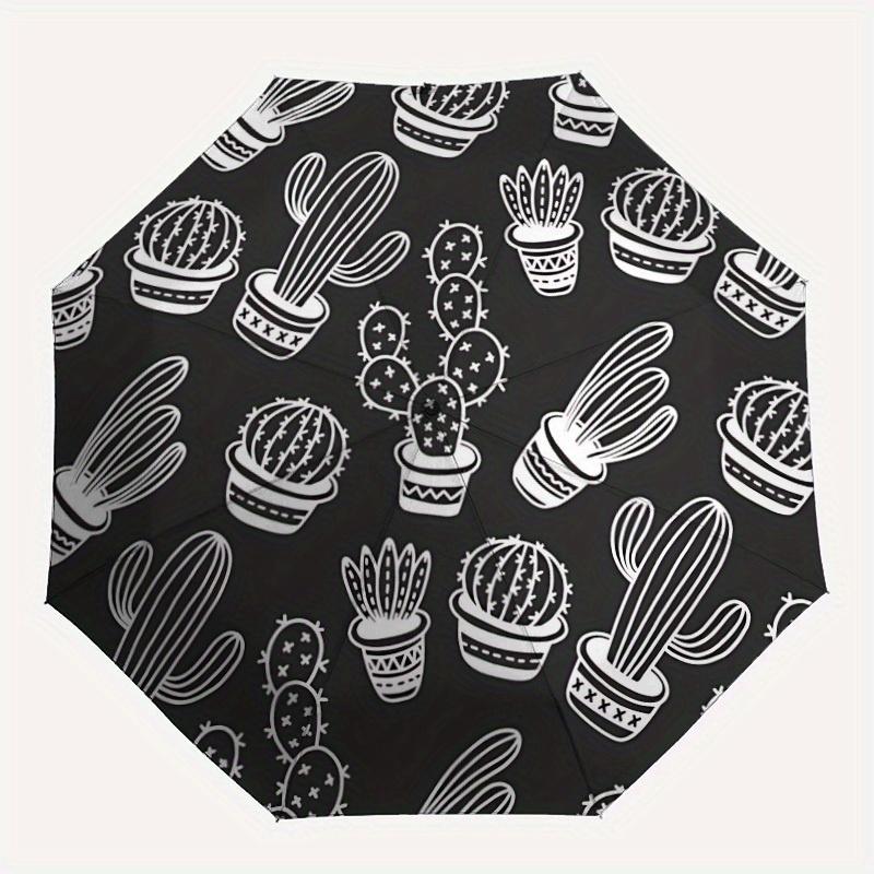 

1pc Cactus Pattern Automatic Umbrella - 8-Rib Foldable Design, Outdoor Adventures, and Family Celebrations yy250829048