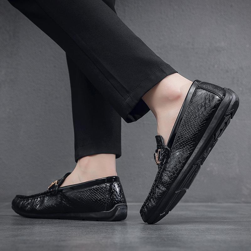 Doudou shoes men's 2024 new lazy men's shoes spring breathable trend British one-pedal men's casual leather shoes