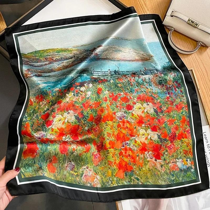 Nature Silk Neck Scarves Lady Foulard Lovely Strawberry Print Real Silk Square Scarf for Women Bag Ribbon Hairband Kerchief