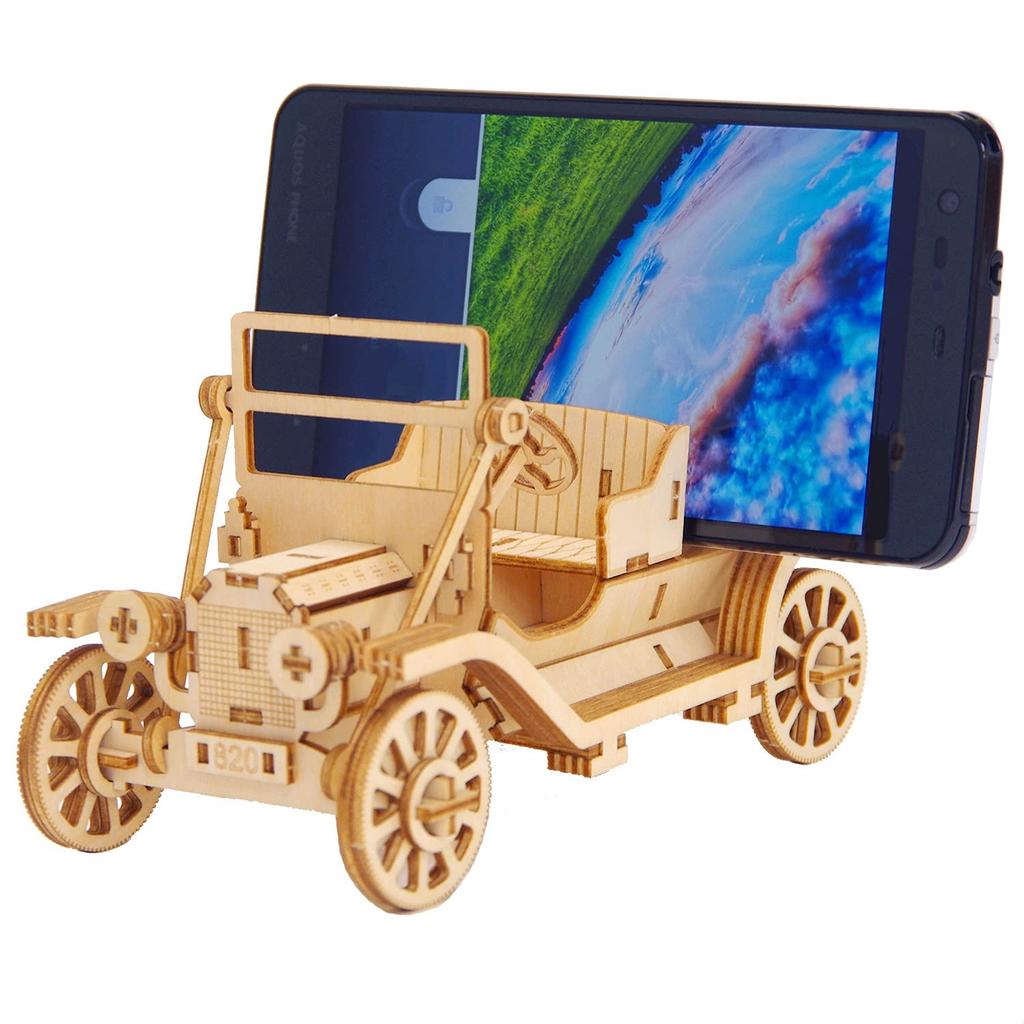 Classic Car Smartphone Stand 3D Wooden Puzzle DIY Craft Kit for Kids and Adults Educational Toy for Boys and Girls 3D Art and a Great Gift for Adults