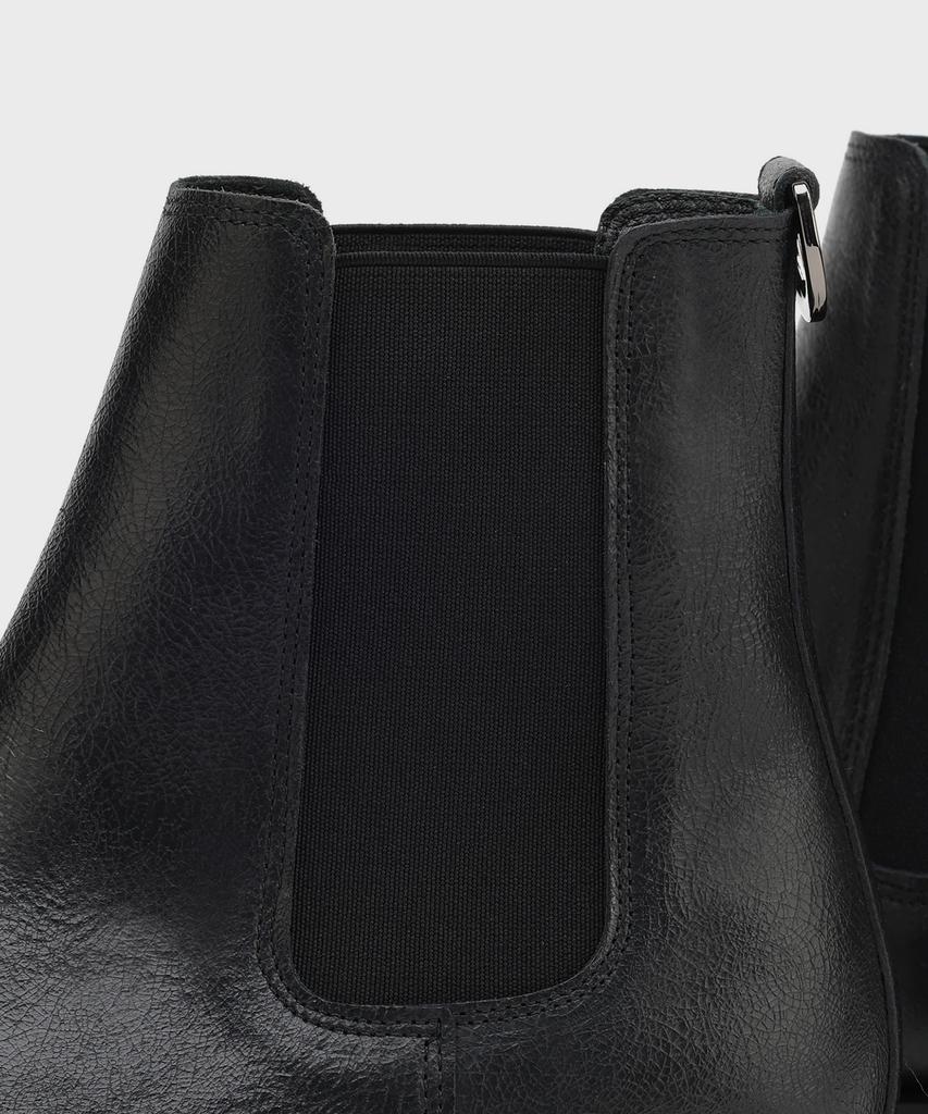 Firenze Atelier [Vibram] Minimal Semi-Square Line Chelsea Boots 7430 [Crack Black]