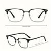 3PCS Men's Half Frame Glasses Transparent Lens Non Prescription Modern Minimalist Style Suitable for Daily and Formal Occasions