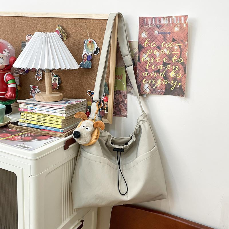 Solid Color Large Capacity Texture Tote Bag 2025 New Shoulder Bag Student Casual Fashion Ins Niche Tote Bag