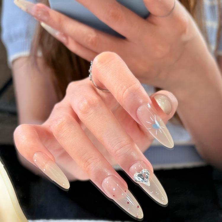 2025 Reiche Tochter Blaues Blinken Katzenauge Ins Internet Berühmtheit Explosion Abnehmbar Tragbarer Nagel Nagel