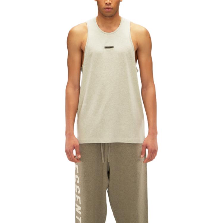 Fear Of God Essentials Logo plaque 'Heather Stone' Tank Top 125SP254232F