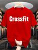 Men's Summer 100% Cotton Casual Loose Crossfit Letter Printed Comfortable Sports Round Neck Sho