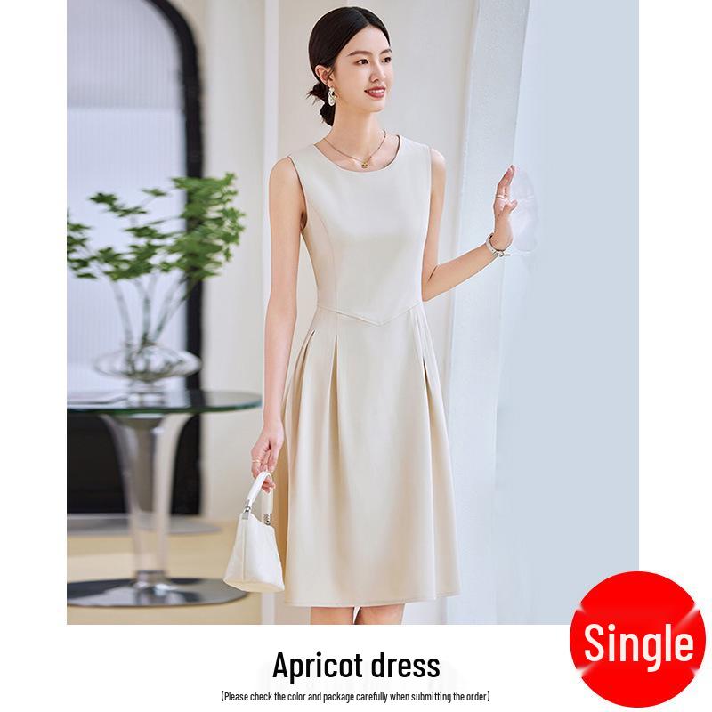 

Женское платье без рукавов на тонких бретельках 2024 - Элегантный летний костюм, облегающий талию, с внутренним базовым слоем M